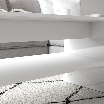 Coffee Table Side Table with Open Compartment Center Table for Living Room Dining Room 100x40x41.5 cm Glossy White