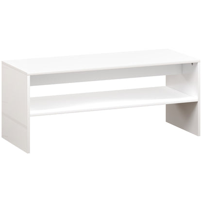Coffee Table Side Table with Open Compartment Center Table for Living Room Dining Room 100x40x41.5 cm Glossy White