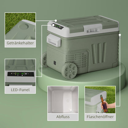 33 Liter Compressor Cooler Box Electric Mini Fridge up to -20℃ Cooler Box with LED Roll Cooling Function Silent Freezer Box Thermobox 12/230 Volt for Car Truck Camping Boat Travel Green