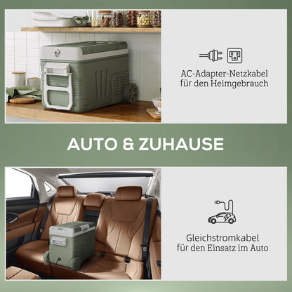 33 Liter Compressor Cooler Box Electric Mini Fridge up to -20℃ Cooler Box with LED Roll Cooling Function Silent Freezer Box Thermobox 12/230 Volt for Car Truck Camping Boat Travel Green