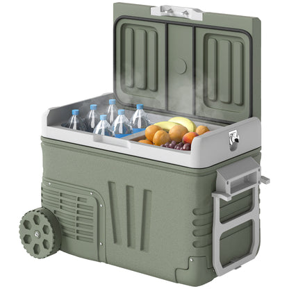 33 Liter Compressor Cooler Box Electric Mini Fridge up to -20℃ Cooler Box with LED Roll Cooling Function Silent Freezer Box Thermobox 12/230 Volt for Car Truck Camping Boat Travel Green