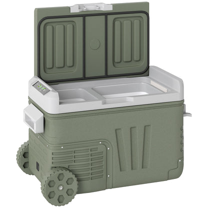 33 Liter Compressor Cooler Box Electric Mini Fridge up to -20℃ Cooler Box with LED Roll Cooling Function Silent Freezer Box Thermobox 12/230 Volt for Car Truck Camping Boat Travel Green