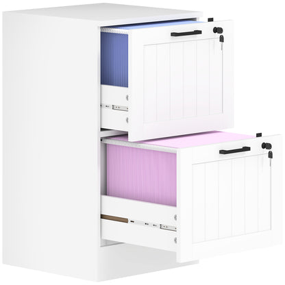 Office Drawer File Cabinet with 2 Drawers Desk Drawer with Locks Hanging Folders for A4 and Letter 15.7x15.7x28 inches White