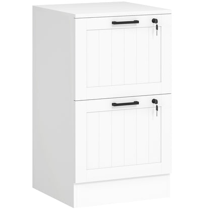 Office Drawer File Cabinet with 2 Drawers Desk Drawer with Locks Hanging Folders for A4 and Letter 15.7x15.7x28 inches White