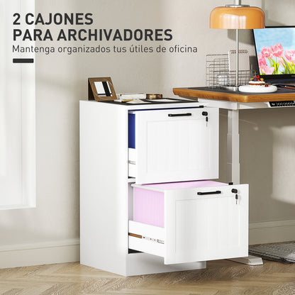 Office Drawer File Cabinet with 2 Drawers Desk Drawer with Locks Hanging Folders for A4 and Letter 15.7x15.7x28 inches White