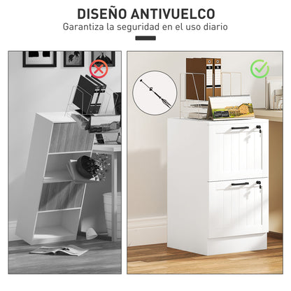 Office Drawer File Cabinet with 2 Drawers Desk Drawer with Locks Hanging Folders for A4 and Letter 15.7x15.7x28 inches White
