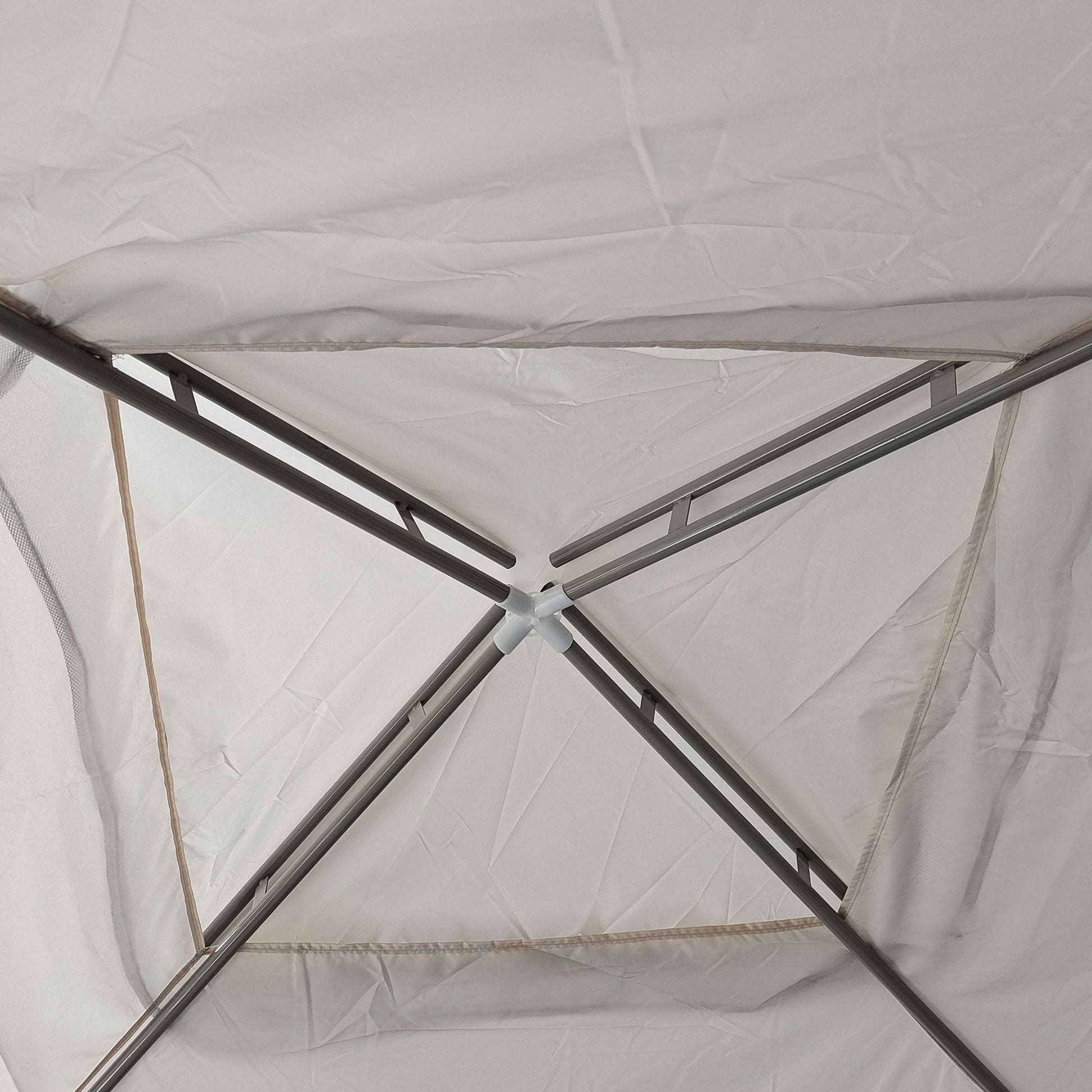 Garden Gazebo 3x3 m Detachable Outdoor Canopy with 4 Side Mosquito Net Curtains Double Roof and Anti-UV Waterproof Metal Frame Pavilion for Terrace Patio Cream