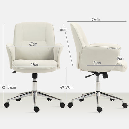 Office Chair with Rocking Function Desk Chair Height Adjustable Swivel Chair Ergonomic Work Chair Modern Supports up to 120 kg Microfiber Cream 67 x 69 x 92-102 cm