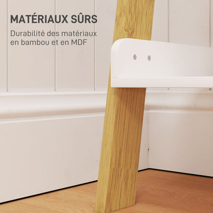 5-Tier Towel Rack Ladder Clothes Rack with 2 Shelves Space Saving for Bathroom, Bedroom, Living Room, White