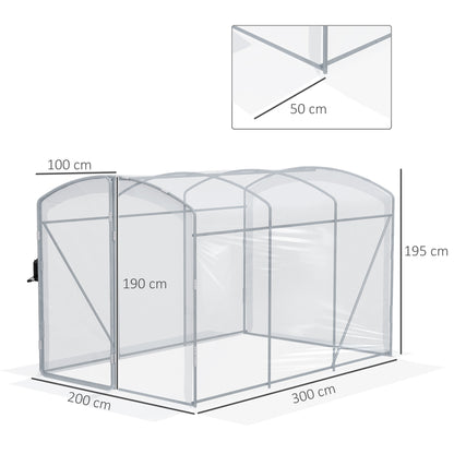 PE Greenhouse, 3 x 2 x 1.95m Tunnel Greenhouse, Windproof Tomato House, Greenhouse with 1 Door, for Garden, Balcony, Transparent