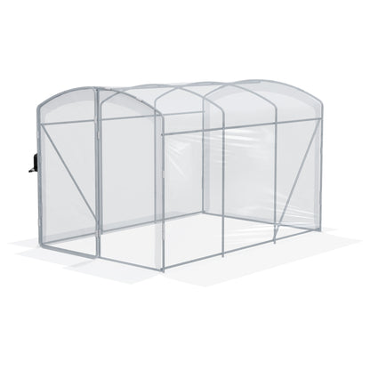 PE Greenhouse, 3 x 2 x 1.95m Tunnel Greenhouse, Windproof Tomato House, Greenhouse with 1 Door, for Garden, Balcony, Transparent