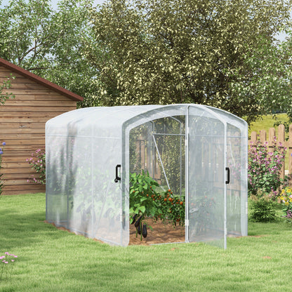 PE Greenhouse, 3 x 2 x 1.95m Tunnel Greenhouse, Windproof Tomato House, Greenhouse with 1 Door, for Garden, Balcony, Transparent