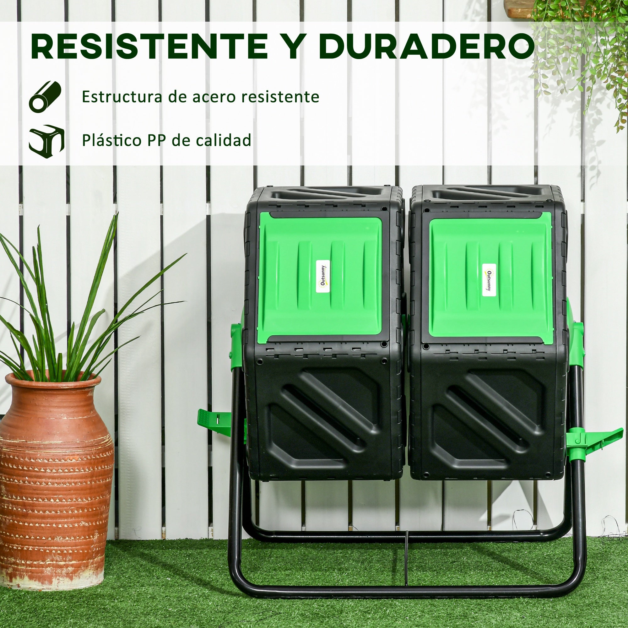130L Dual Chamber Rotating Composter Garden Compost Bin with Ventilation Openings and Steel Legs 67x60x77 cm Black
