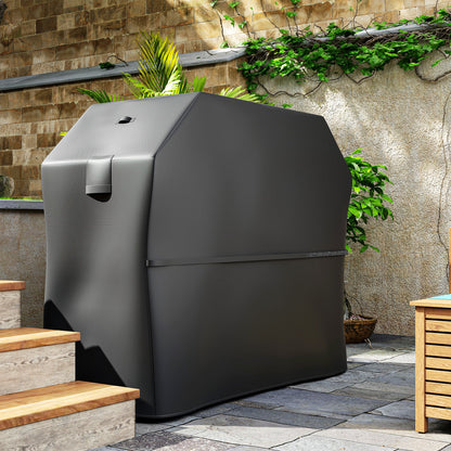 Grill Cover BBQ Cover Weatherproof Gas Grill Cover with Velcro Straps, 600D Oxford, Black, 147 x 61 x 122cm