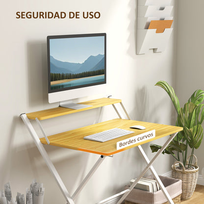 Folding Desk Folding Desk with Open Shelf Small Desk for Home Office Study 86x66x82 cm Natural