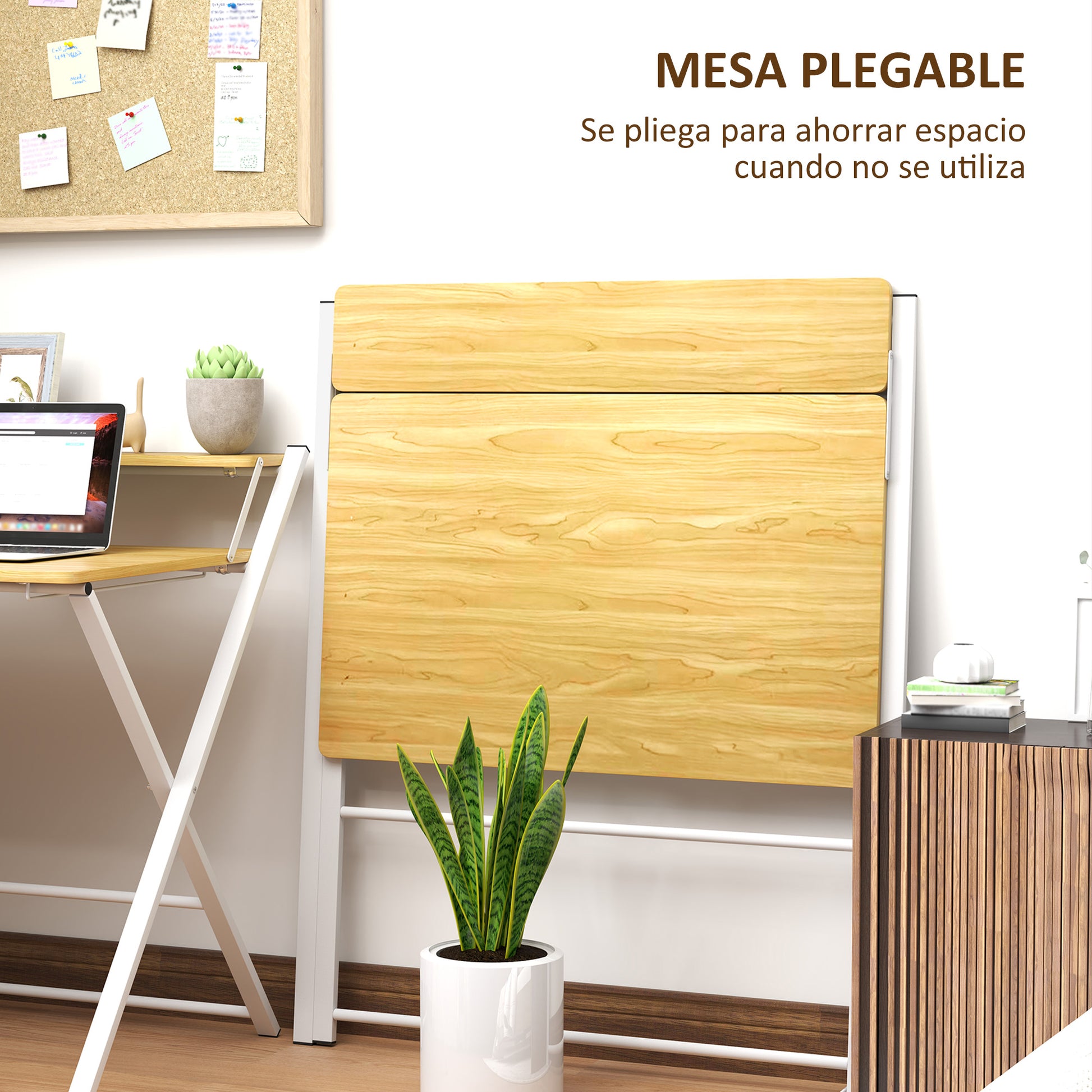 Folding Desk Folding Desk with Open Shelf Small Desk for Home Office Study 86x66x82 cm Natural