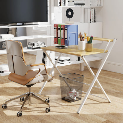 Folding Desk Folding Desk with Open Shelf Small Desk for Home Office Study 86x66x82 cm Natural