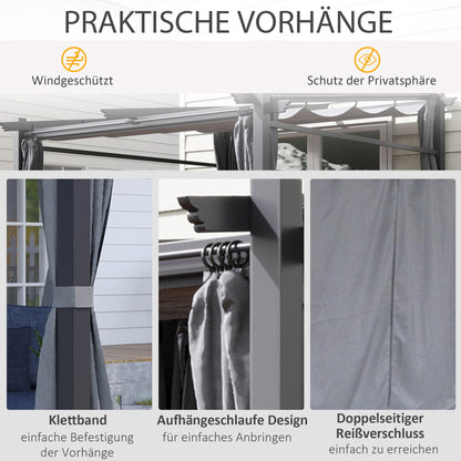 Terrace Roof Pergola approx. 3x3m Terrace Cover Garden Pavilion Aluminum, Wall Mounting, Garden Pergola with Adjustable Roof, UV Protection, Sun Protection for Terrace and Garden, Dark Gray