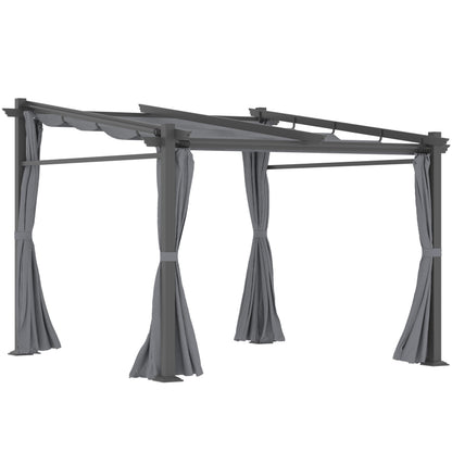 Terrace Roof Pergola approx. 3x3m Terrace Cover Garden Pavilion Aluminum, Wall Mounting, Garden Pergola with Adjustable Roof, UV Protection, Sun Protection for Terrace and Garden, Dark Gray