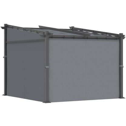 Terrace Roof Pergola approx. 3x3m Terrace Cover Garden Pavilion Aluminum, Wall Mounting, Garden Pergola with Adjustable Roof, UV Protection, Sun Protection for Terrace and Garden, Dark Gray