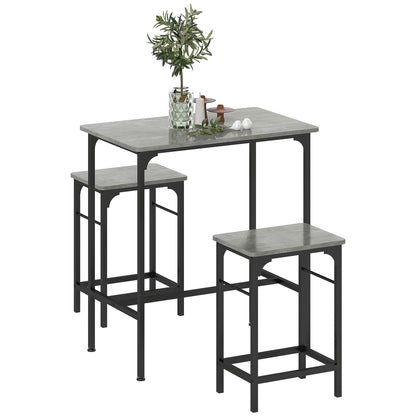 Bar Table Set Bar Table with Bar Stools Set Dining Table with 2 Chairs with Non-Slip Foot Pads Kitchen Table for Dining Room, Kitchen, Gray