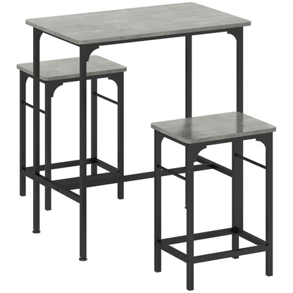 Bar Table Set Bar Table with Bar Stools Set Dining Table with 2 Chairs with Non-Slip Foot Pads Kitchen Table for Dining Room, Kitchen, Gray