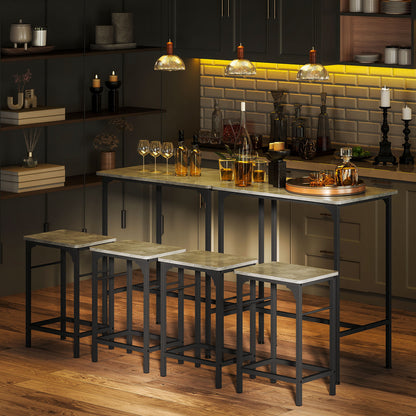 Bar Table Set Bar Table with Bar Stools Set Dining Table with 2 Chairs with Non-Slip Foot Pads Kitchen Table for Dining Room, Kitchen, Gray