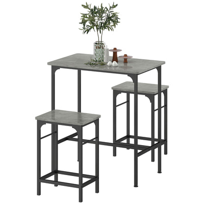 Bar Table Set Bar Table with Bar Stools Set Dining Table with 2 Chairs with Non-Slip Foot Pads Kitchen Table for Dining Room, Kitchen, Gray