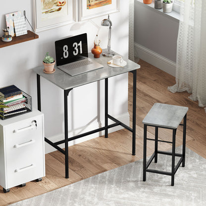 Bar Table Set Bar Table with Bar Stools Set Dining Table with 2 Chairs with Non-Slip Foot Pads Kitchen Table for Dining Room, Kitchen, Gray