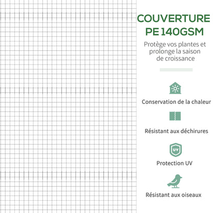 Garden Tunnel Greenhouse, 10.4m², UV-resistant Garden Greenhouse, Roll-up Zipped Door, Mesh Windows, Galvanized Steel Tube and PE 140g/m², 350 x 300 x 200 cm, White