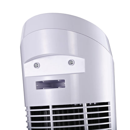 45W Oscillating Tower Fan with 3 Speeds, ABS Plastic Column Fan, 27x27x75 cm, White