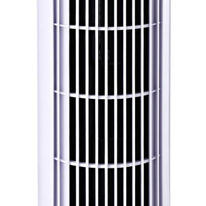 45W Oscillating Tower Fan with 3 Speeds, ABS Plastic Column Fan, 27x27x75 cm, White