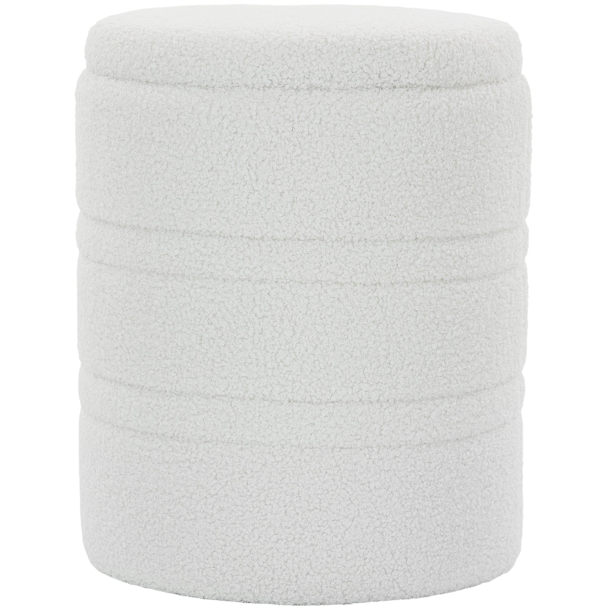 Sherpa Storage Ottoman with Lid, 265 lb Capacity — Modern Accent Stool for Living Room, Bedroom, Hallway, White