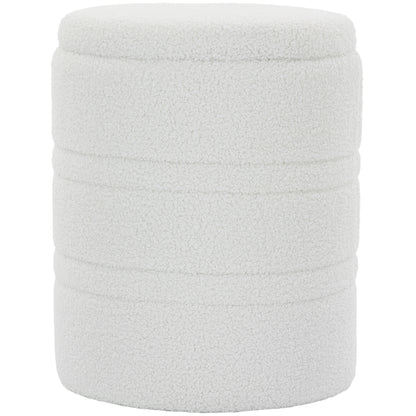 Sherpa Storage Ottoman with Lid, 265 lb Capacity — Modern Accent Stool for Living Room, Bedroom, Hallway, White