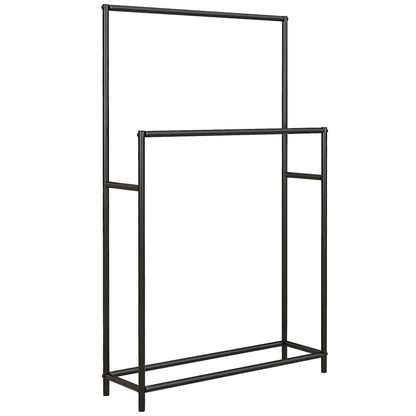 Towel Stand, Freestanding Towel Holder with 2 Towel Bars, Bath Towel Rack for Bathroom, Metal, 66 x 20 x 110 cm, Black