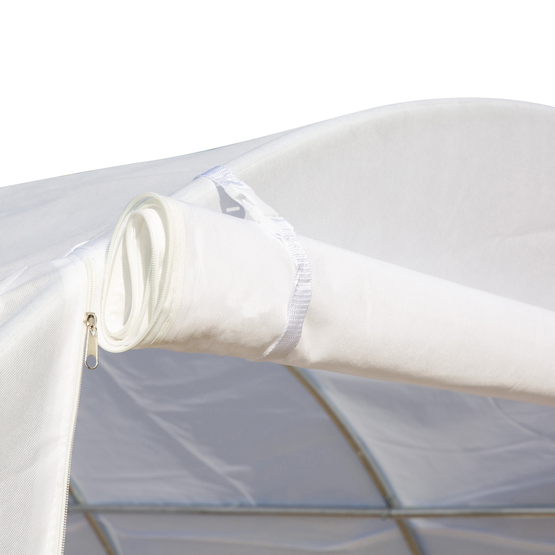 Garden Greenhouse 3x3x2m, Garden Tunnel Greenhouse with 1 Door and 6 Windows, Double PE and Non-Woven Fabric Cover, Galvanized Steel Structure