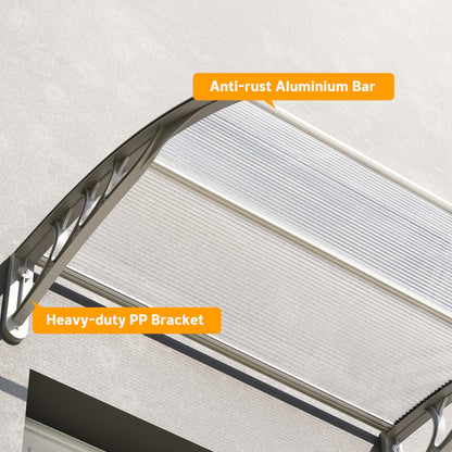 Canopy for Front Door 100 x 75 cm Arch Door Canopy Awning made of Aluminum and Polycarbonate Canopy with UV Protection Front Door Canopy for Balcony, Sunshade, Rain Shelter, Silver