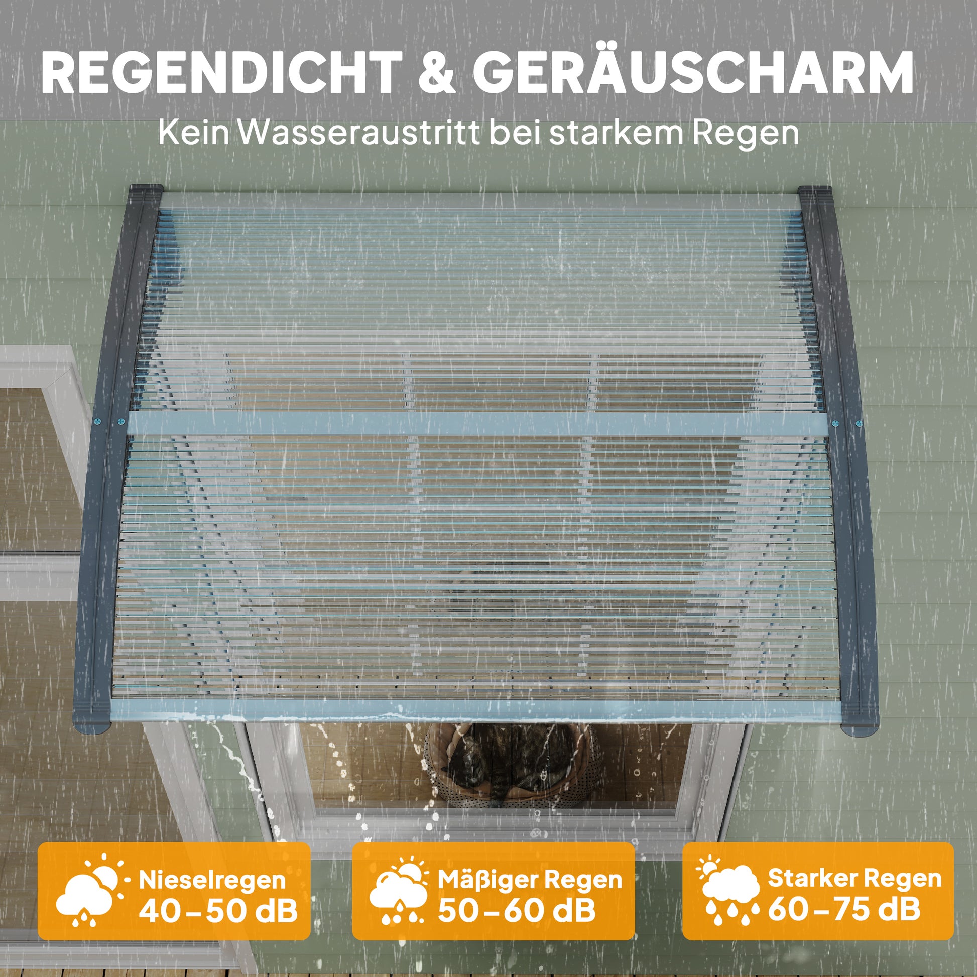 Canopy for Front Door 100 x 75 cm Arch Door Canopy Awning made of Aluminum and Polycarbonate Canopy with UV Protection Front Door Canopy for Balcony, Sunshade, Rain Shelter, Silver