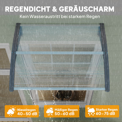 Canopy for Front Door 100 x 75 cm Arch Door Canopy Awning made of Aluminum and Polycarbonate Canopy with UV Protection Front Door Canopy for Balcony, Sunshade, Rain Shelter, Silver