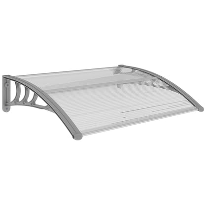 Canopy for Front Door 100 x 75 cm Arch Door Canopy Awning made of Aluminum and Polycarbonate Canopy with UV Protection Front Door Canopy for Balcony, Sunshade, Rain Shelter, Silver