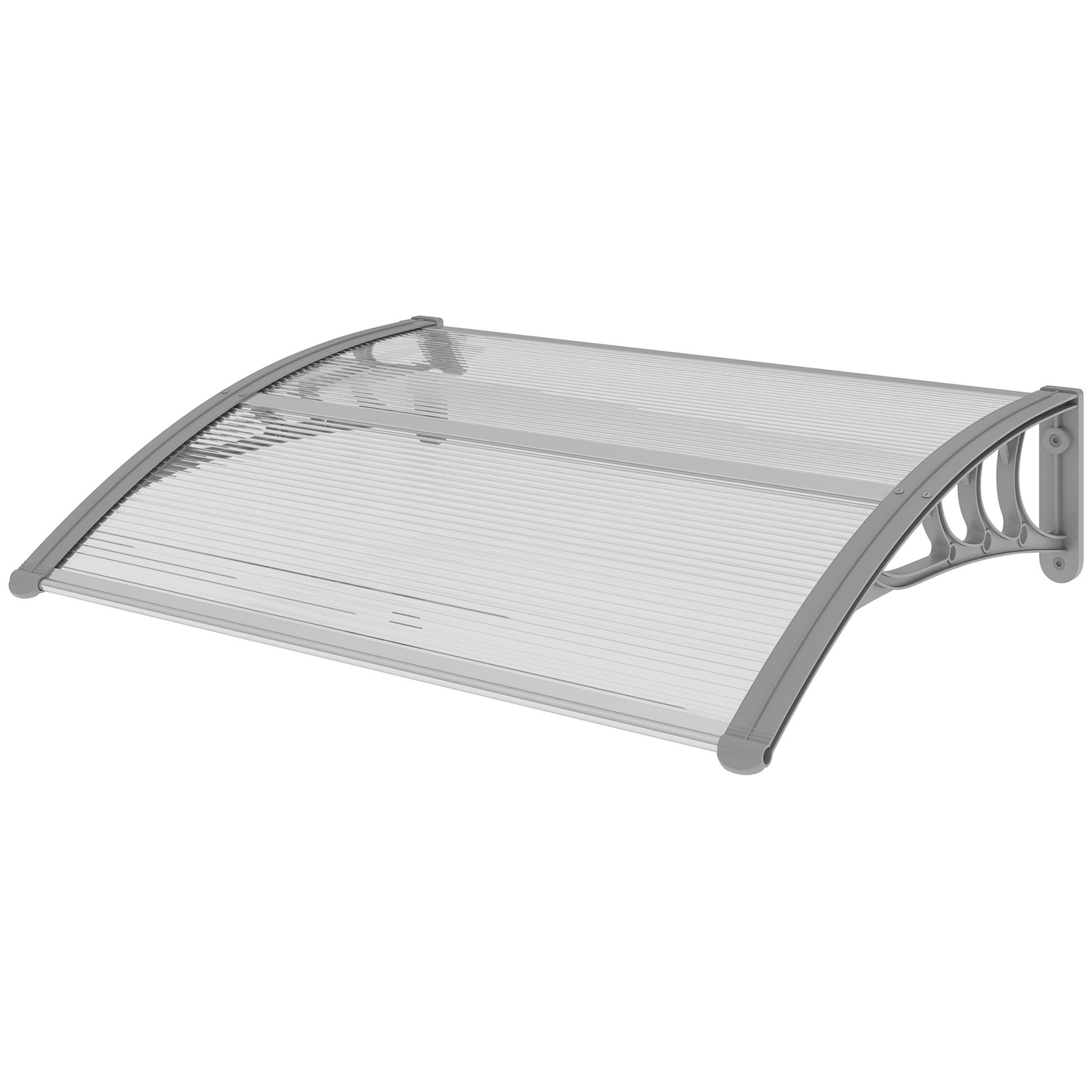 Canopy for Front Door 100 x 75 cm Arch Door Canopy Awning made of Aluminum and Polycarbonate Canopy with UV Protection Front Door Canopy for Balcony, Sunshade, Rain Shelter, Silver