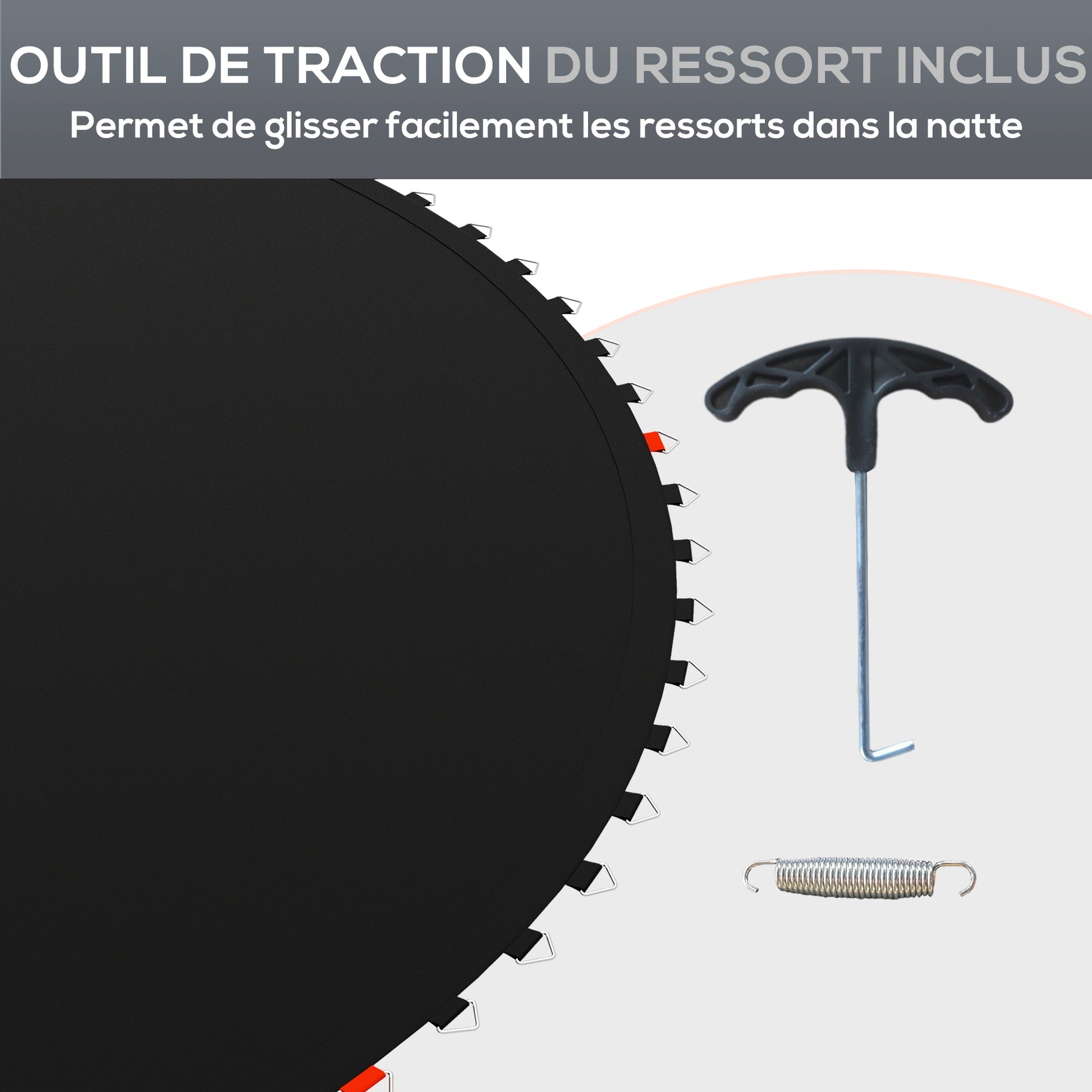 SPORTNOW Replacement Trampoline Mat Bounce Jump Pad, compatible with 4.3m trampoline and 14cm springs, with spring pulling tool and 80 V-rings (spring not included)