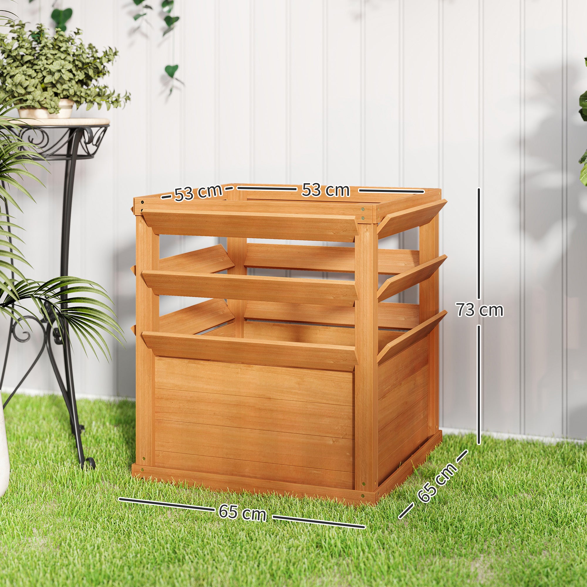 Raised Garden Bed Planter with Trellis Open Bottom, Lattice Plant Box Flower Box Wood, Garden Trellis 65x65x60cm for Garden Balcony, Flower Pot for Climbing Plants, Basket Plants, Flowers