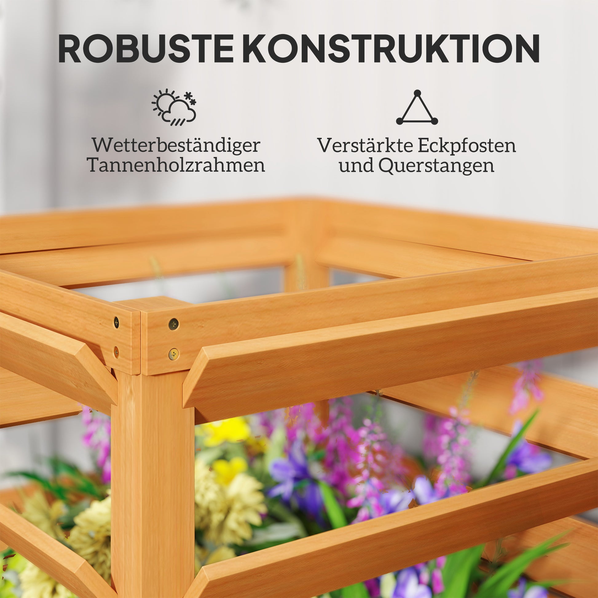 Raised Garden Bed Planter with Trellis Open Bottom, Lattice Plant Box Flower Box Wood, Garden Trellis 65x65x60cm for Garden Balcony, Flower Pot for Climbing Plants, Basket Plants, Flowers