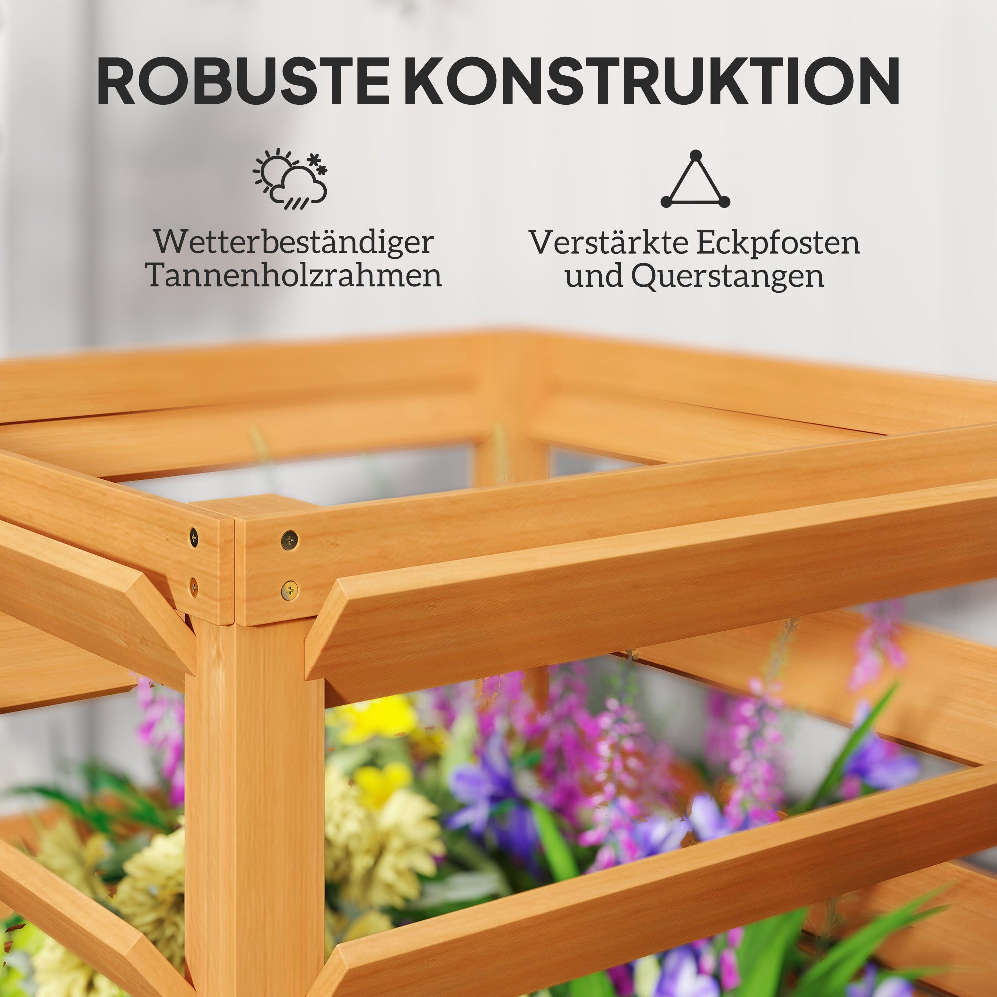 Raised Garden Bed Planter with Trellis Open Bottom, Lattice Plant Box Flower Box Wood, Garden Trellis 65x65x60cm for Garden Balcony, Flower Pot for Climbing Plants, Basket Plants, Flowers