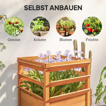 Raised Garden Bed Planter with Trellis Open Bottom, Lattice Plant Box Flower Box Wood, Garden Trellis 65x65x60cm for Garden Balcony, Flower Pot for Climbing Plants, Basket Plants, Flowers