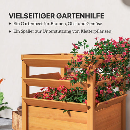 Raised Garden Bed Planter with Trellis Open Bottom, Lattice Plant Box Flower Box Wood, Garden Trellis 65x65x60cm for Garden Balcony, Flower Pot for Climbing Plants, Basket Plants, Flowers