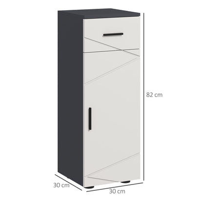 kleank Badezimmerschrank Badschrank schmal mit Schublade, verstellbaren Regalen Toilettenschrank Beistellschrank Nischenschrank für Badezimmer, kleine Räume, 30 x 30 x 82 cm Gray