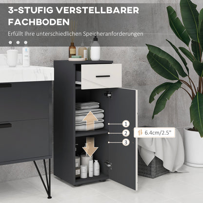 kleank Badezimmerschrank Badschrank schmal mit Schublade, verstellbaren Regalen Toilettenschrank Beistellschrank Nischenschrank für Badezimmer, kleine Räume, 30 x 30 x 82 cm Gray
