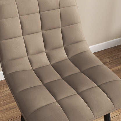 Set of 2 Nordic Style High Stools with Backrest and Footrest, Velvet Effect Fabric and Metal Stools, 45x47x84 cm, Brown